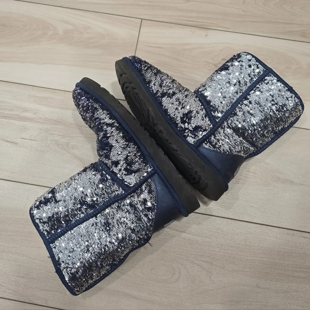 UGG Australia Classic Short Boots Blue Sequin Y2K